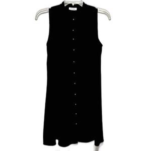 Calvin Klein Dress Black Flowy Button Up Tank Sleeveless Career Womens size 12